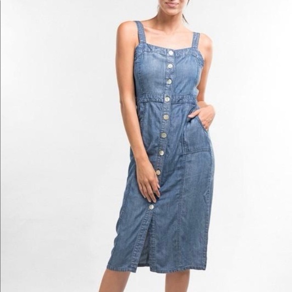 🆕 LOVESTITCH Denim Button Front Midi Dress NEW SZ MED - Picture 5 of 5